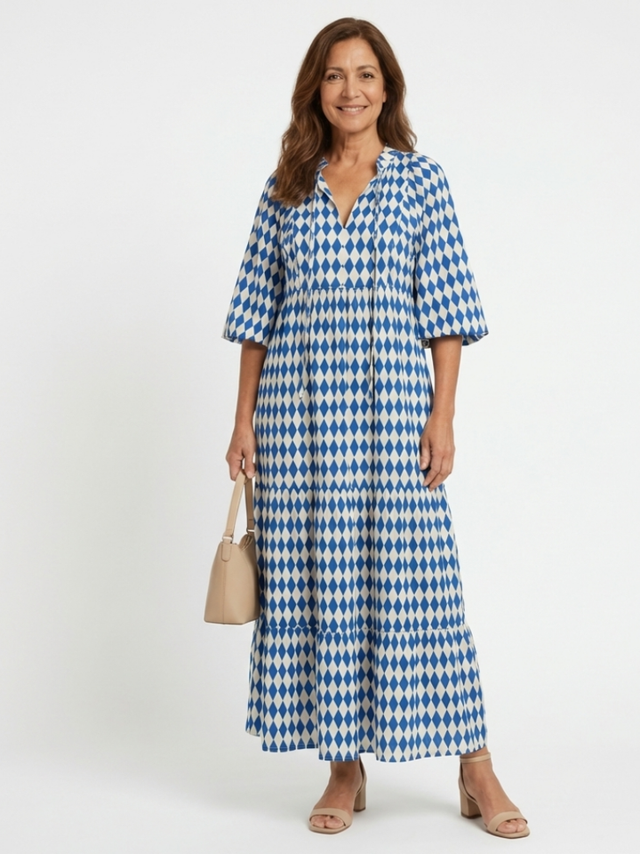 Elodie | Robe Midi à Imprimé Diamant