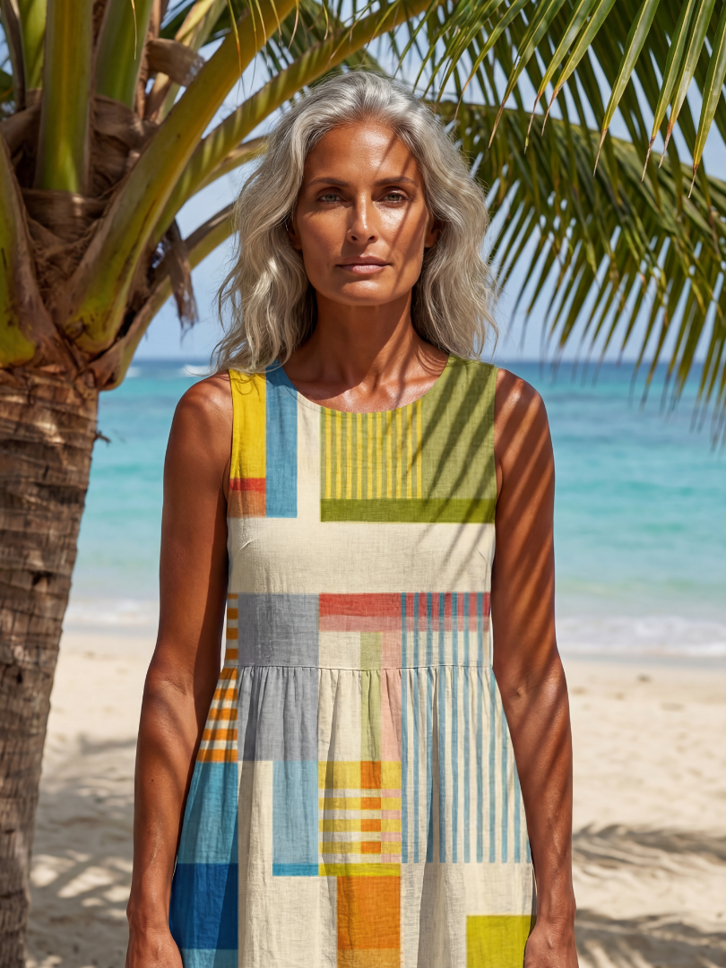 Esme | Robe Midi Patchwork Peinte