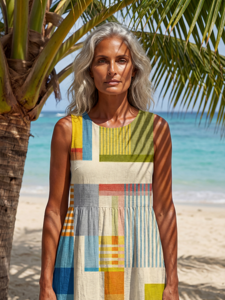Esme | Robe Midi Patchwork Peinte
