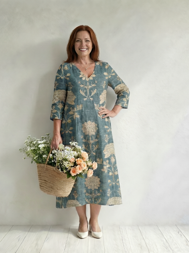 Skye | Robe Midi Florale à Forme Douce