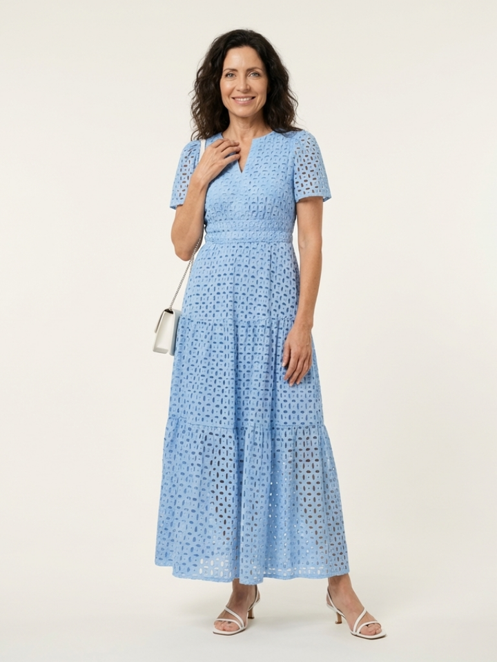 Brielle | Robe midi à manches courtes en V