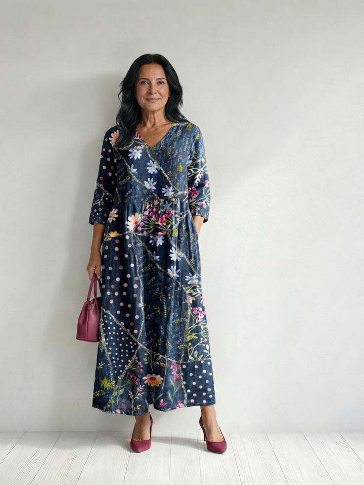 Zane | Robe Midi Fleurie Facile à Rassembler