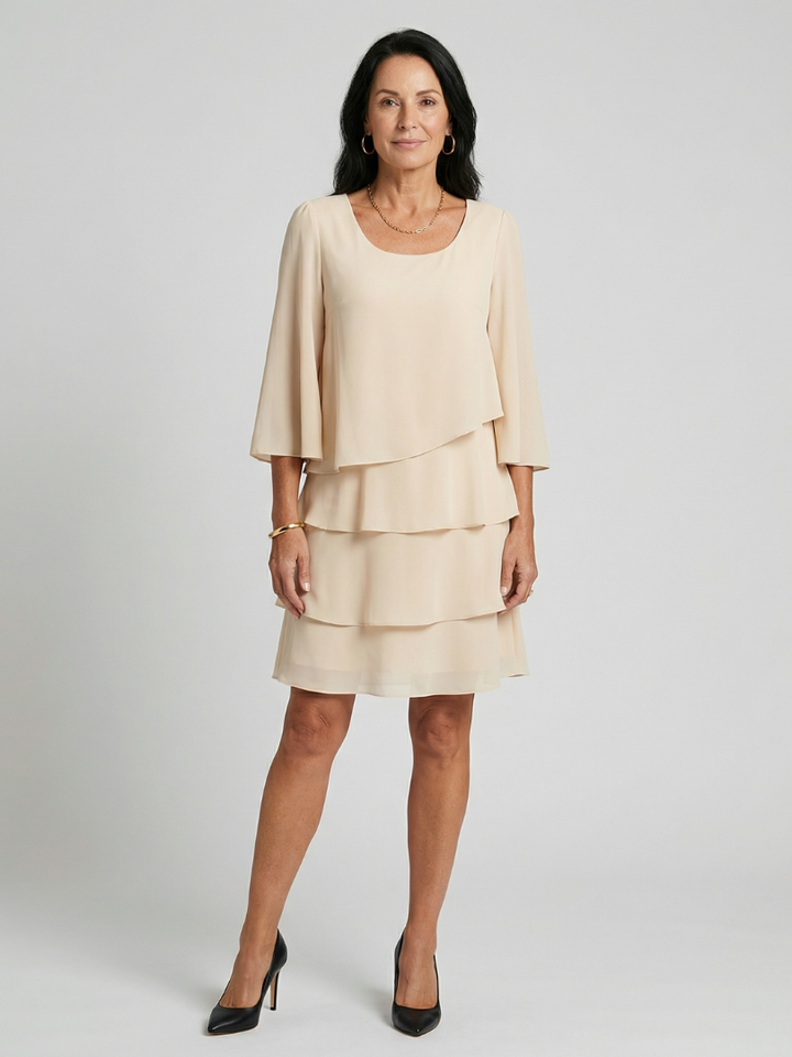 Della | Robe à manches évasées superposées, longueur genou