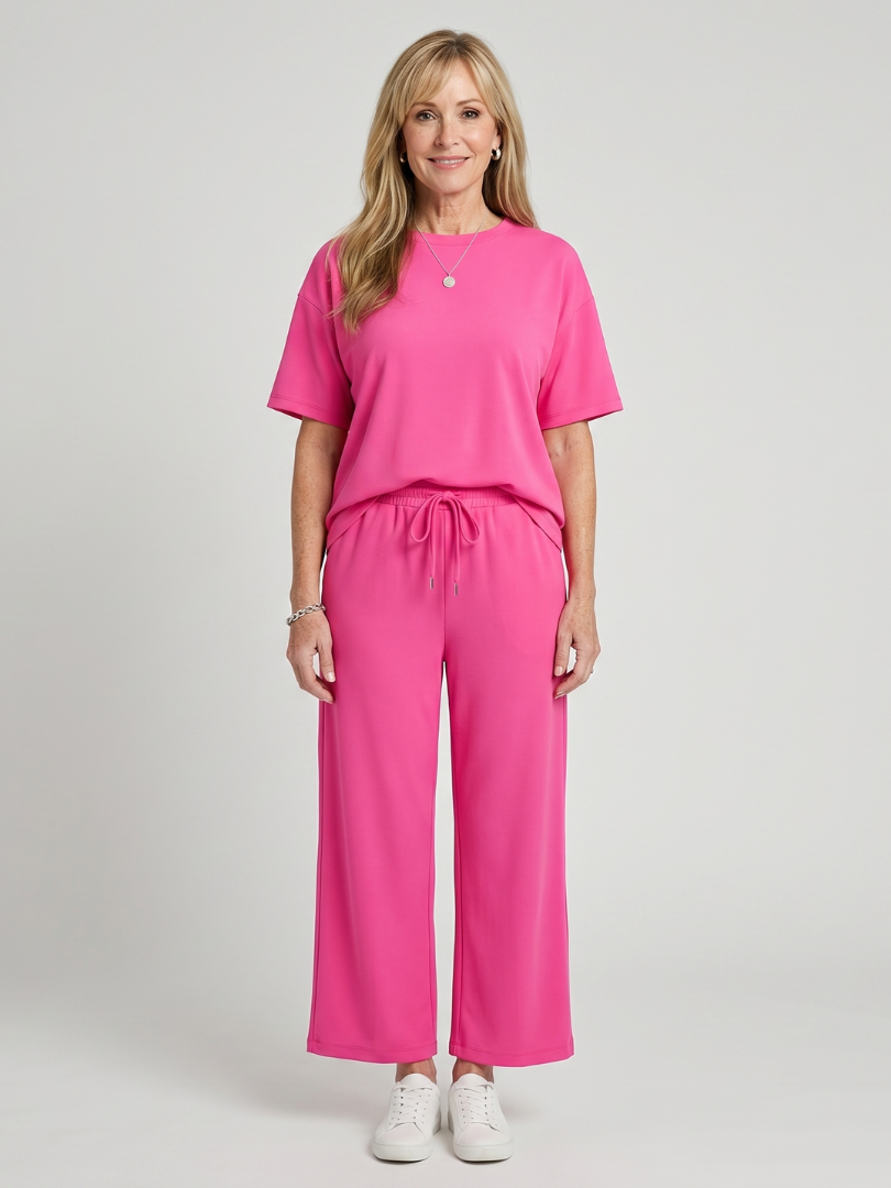 Wihel | Ensemble de Pantalon Droit à Taille Élastique et Manches Courtes