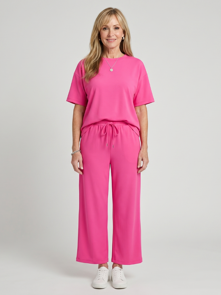 Wihel | Ensemble de Pantalon Droit à Taille Élastique et Manches Courtes