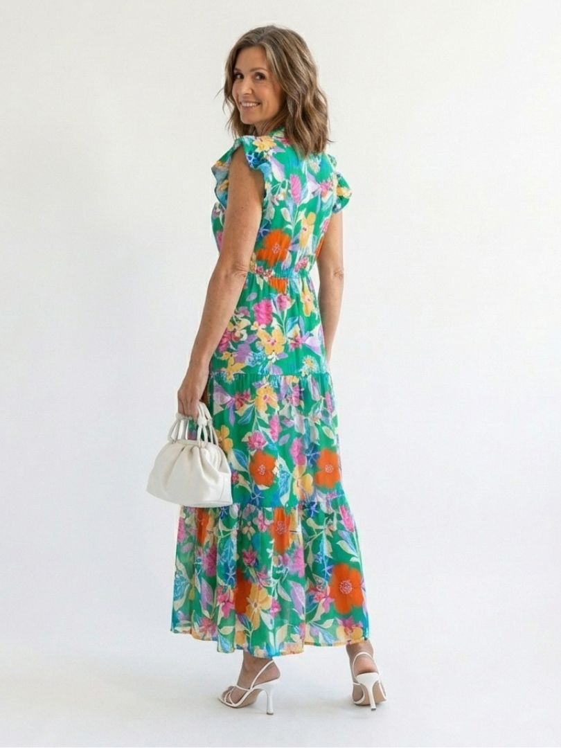 Lila | Robe Midi Évasée à Imprimé Floral