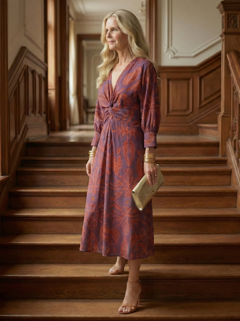 Lune | Robe Midi Enveloppante Naturelle