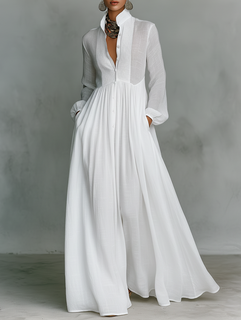 Selena | Robe Maxi avec Boutons Frontaux Fluides