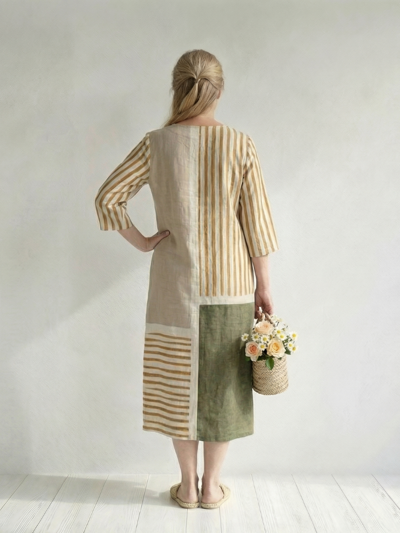 Soren | Robe Midi à Rayures Mélangées Légères