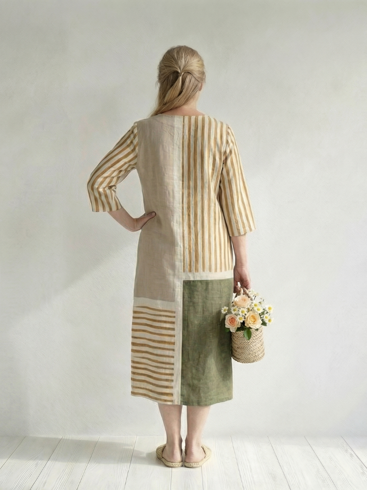 Soren | Robe Midi à Rayures Mélangées Légères