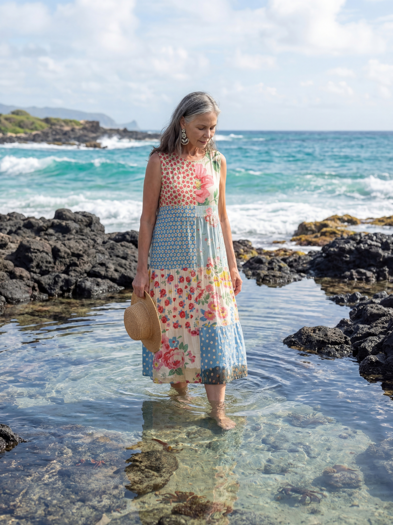 Kira | Robe Midi Florale Côtière