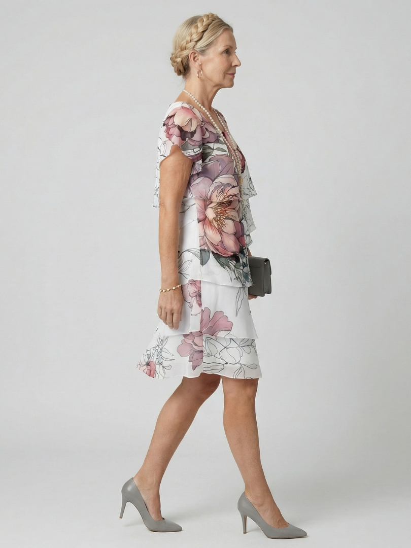Kualani | Robe florale propre longueur genou