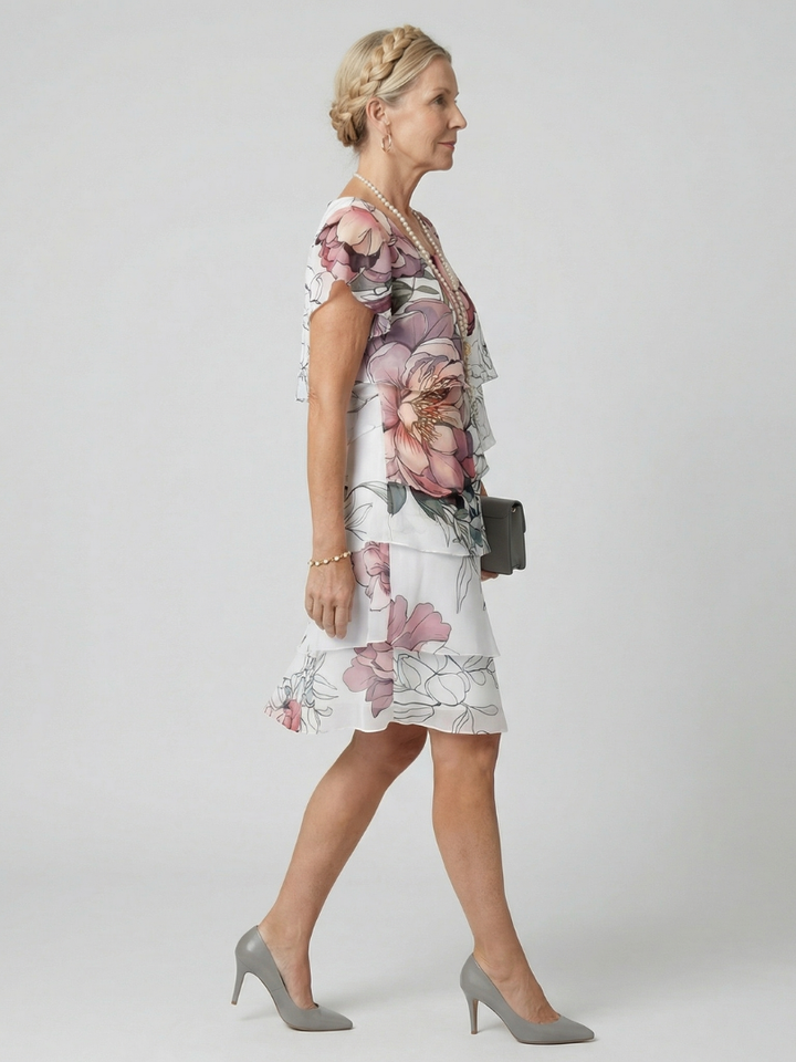Kualani | Robe florale propre longueur genou