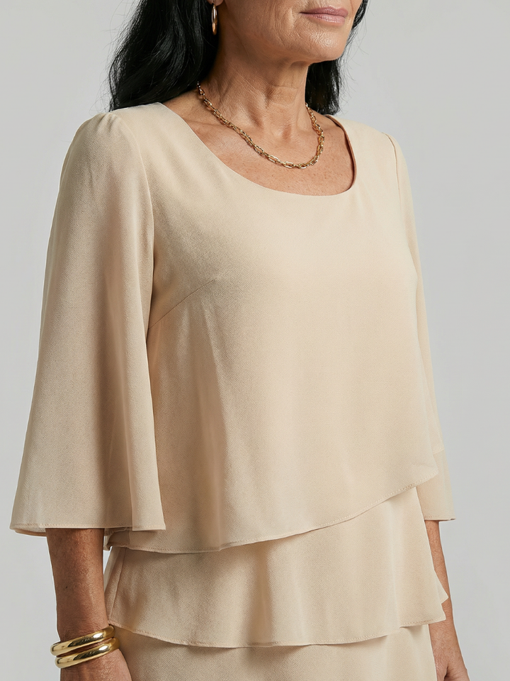 Della | Robe à manches évasées superposées, longueur genou