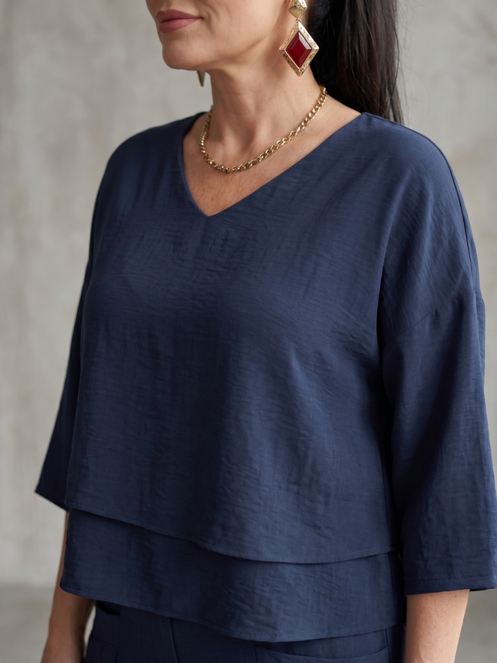 Rivière | Ensemble Top Superposé Pantalon Large