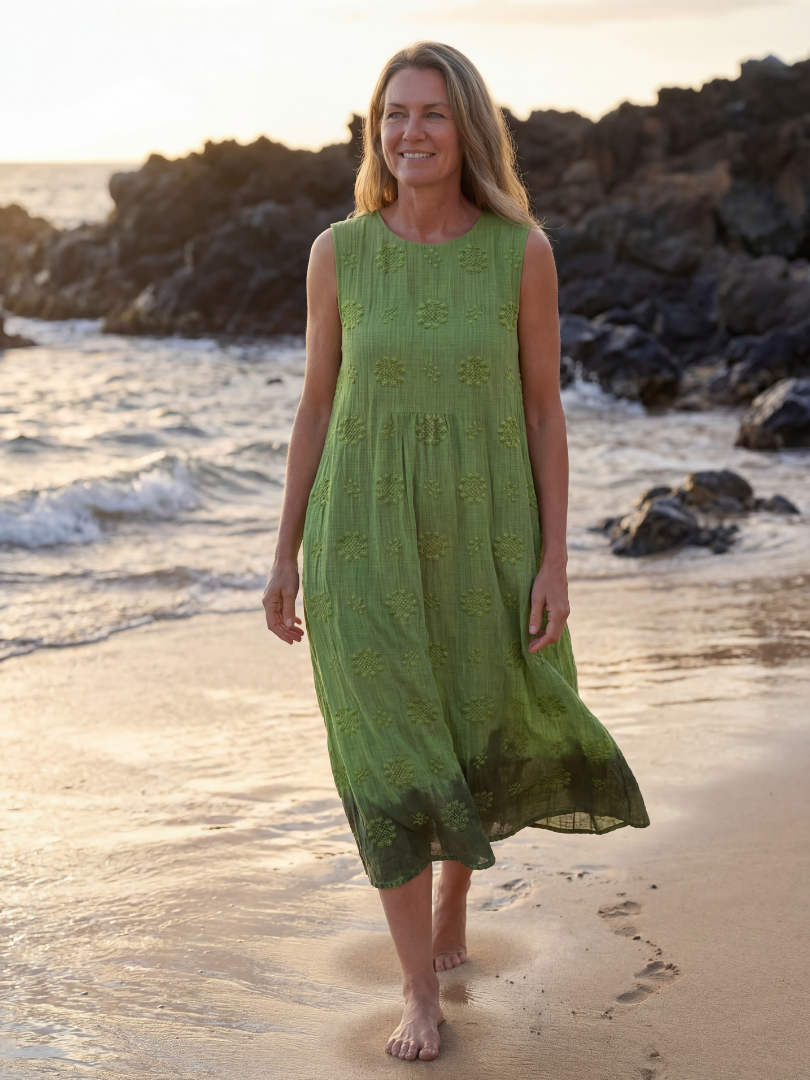 Kapua | Robe Midi à Texture de Jardin