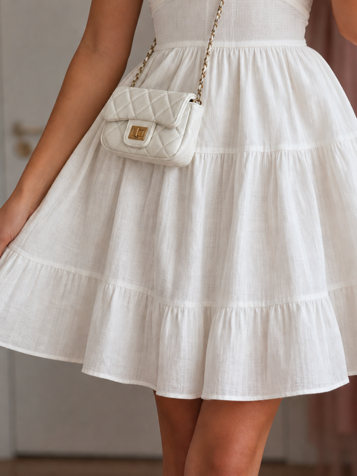 Amake | Robe Mini à Bretelles Spaghetti avec Corsage Froncé