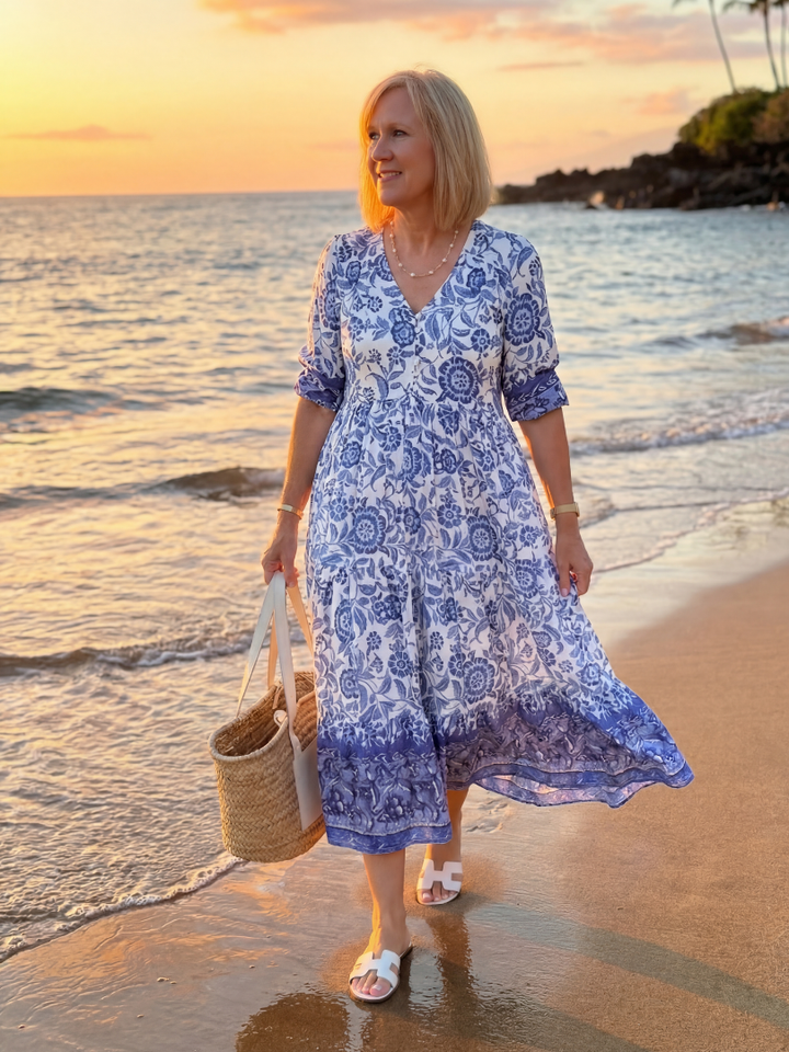 Nalani | Robe Midi en Porcelaine
