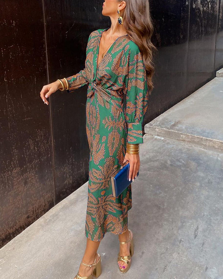 Isadora™ – Robe Midi Élégante avec Imprimé au Charme Intemporel