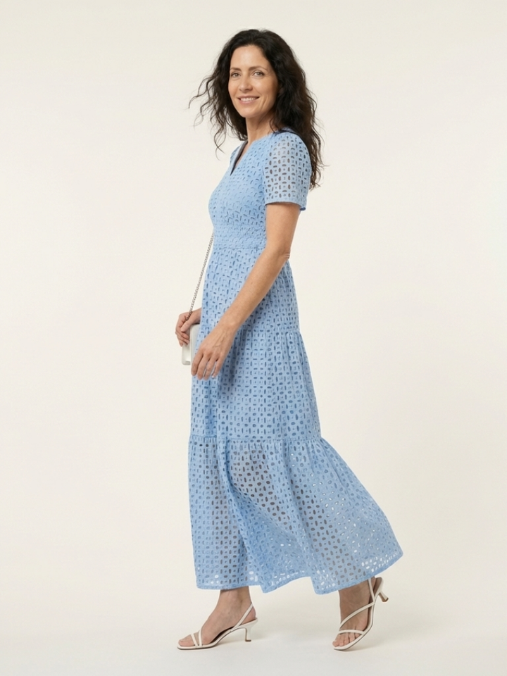 Brielle | Robe midi à manches courtes en V