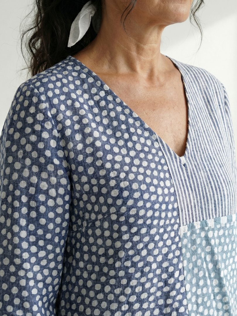 Nolan | Robe Midi Patchwork Ajustée