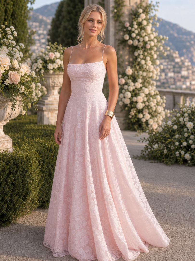 Valenne | Robe Maxi en Dentelle à Bretelles Spaghetti