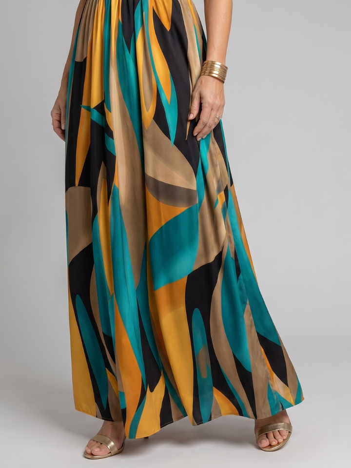 Zarela | Robe Maxi Sans Manches à Imprimé Abstrait