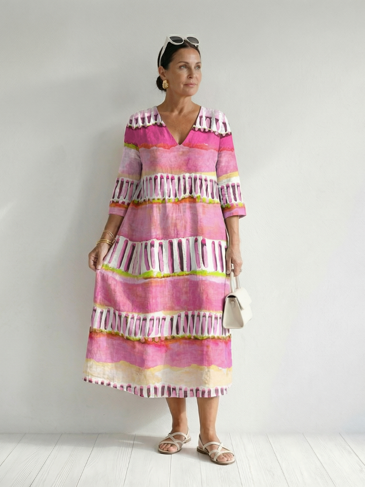 Calla | Robe Midi Rayée à Flux Facile