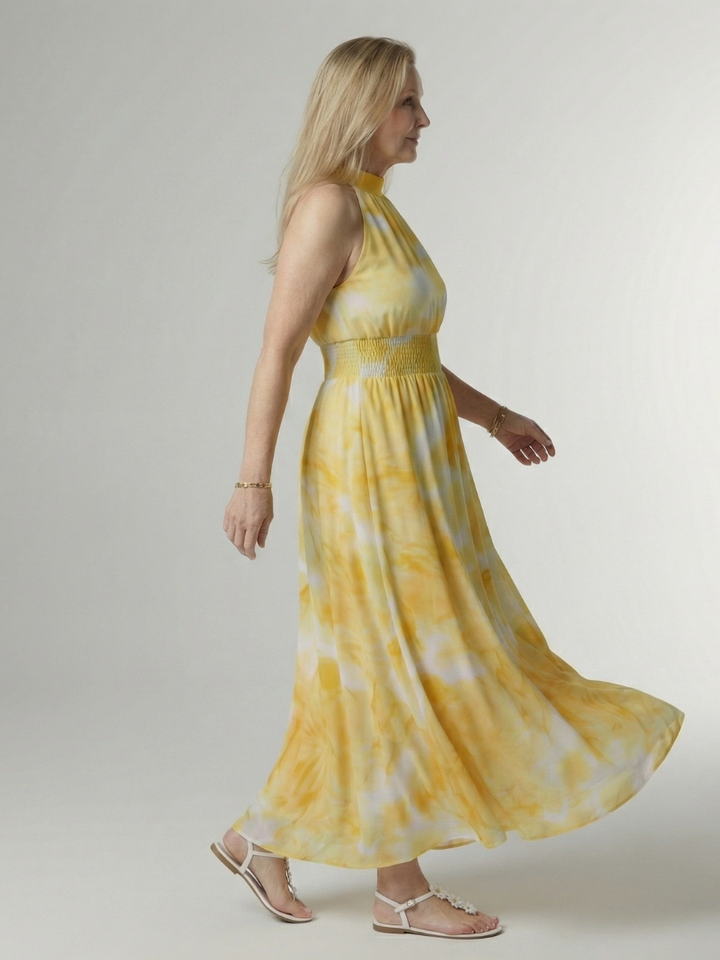 Sylin | Robe Midi à Encolure Halter Froncée