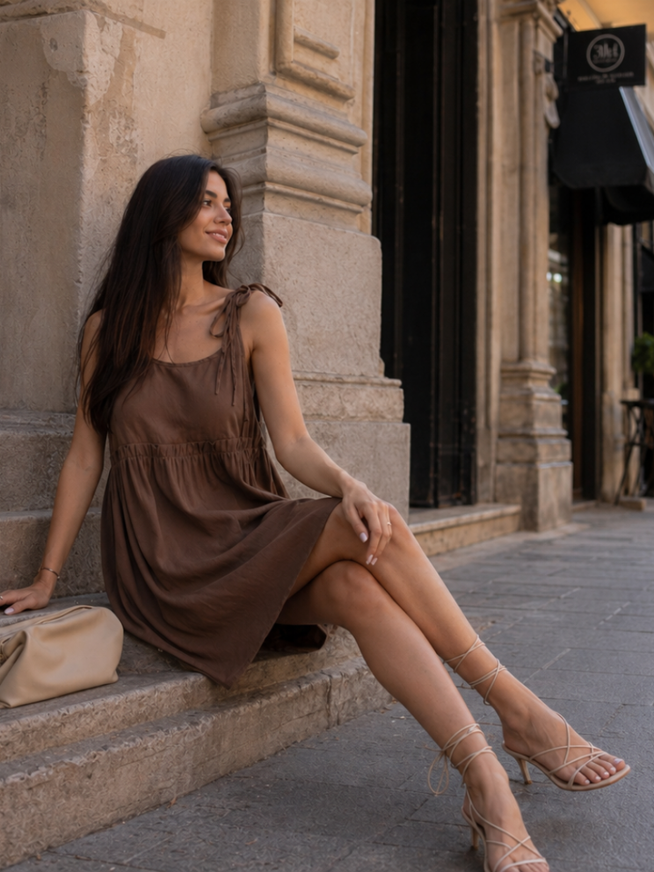 Bronwen | Robe Mini à Épaule Unique et Taille Élastique