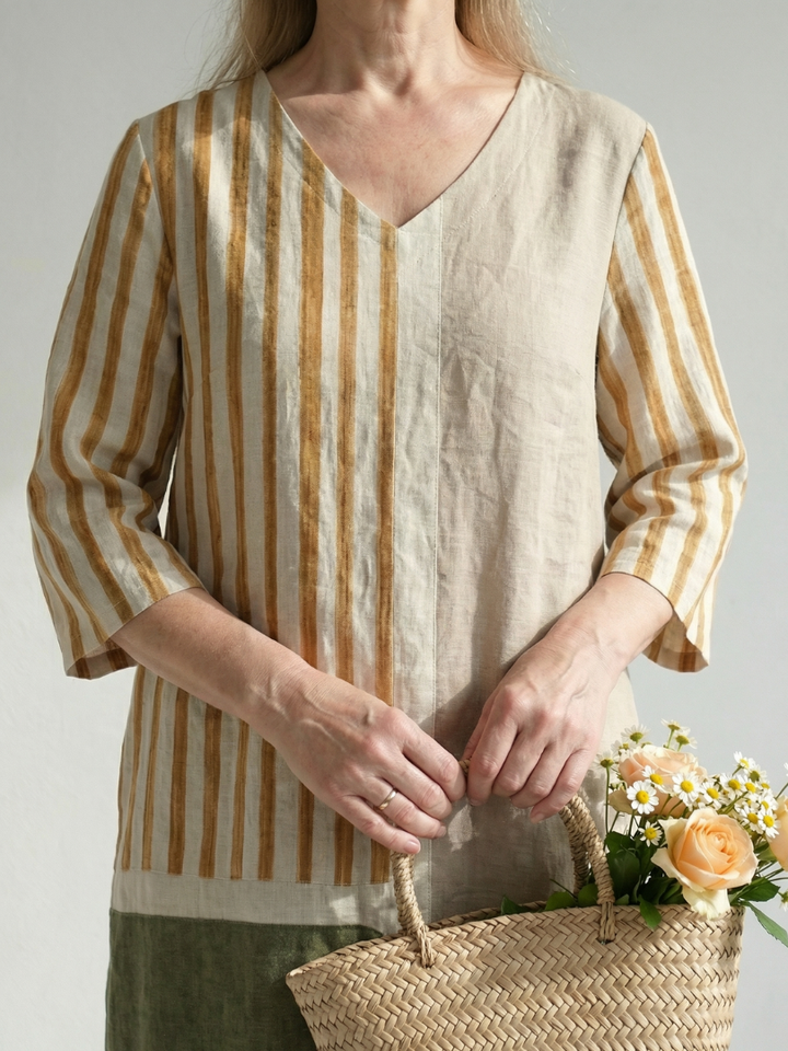Soren | Robe Midi à Rayures Mélangées Légères