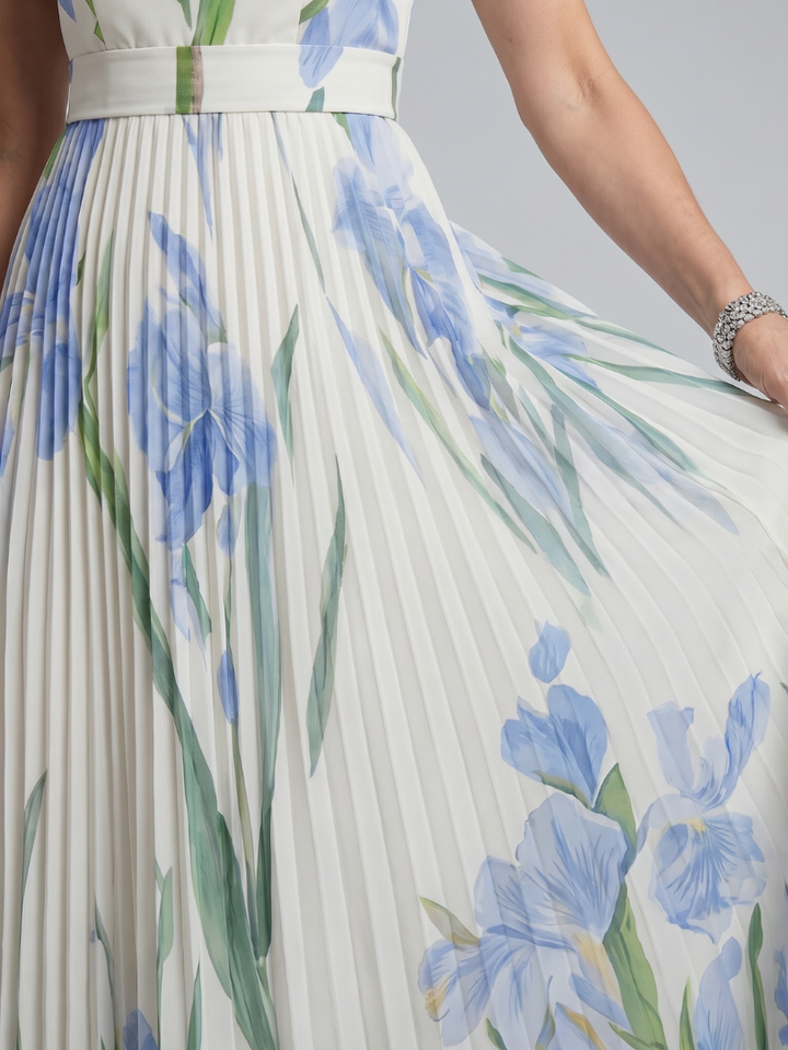 Ophelia | Robe midi sans manches à col carré et imprimé floral