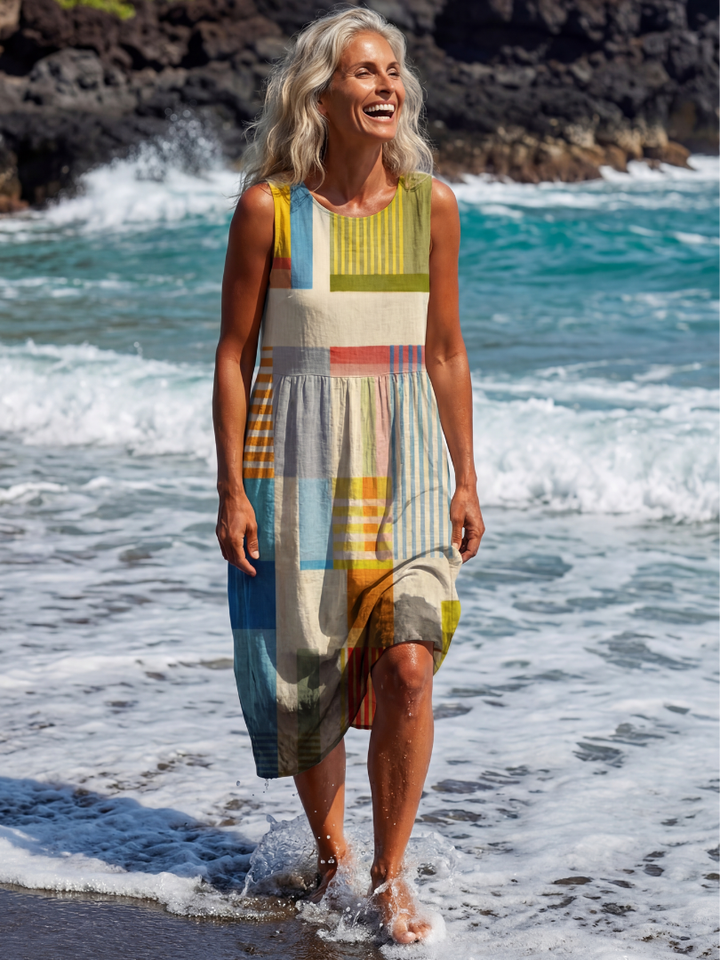 Esme | Robe Midi Patchwork Peinte