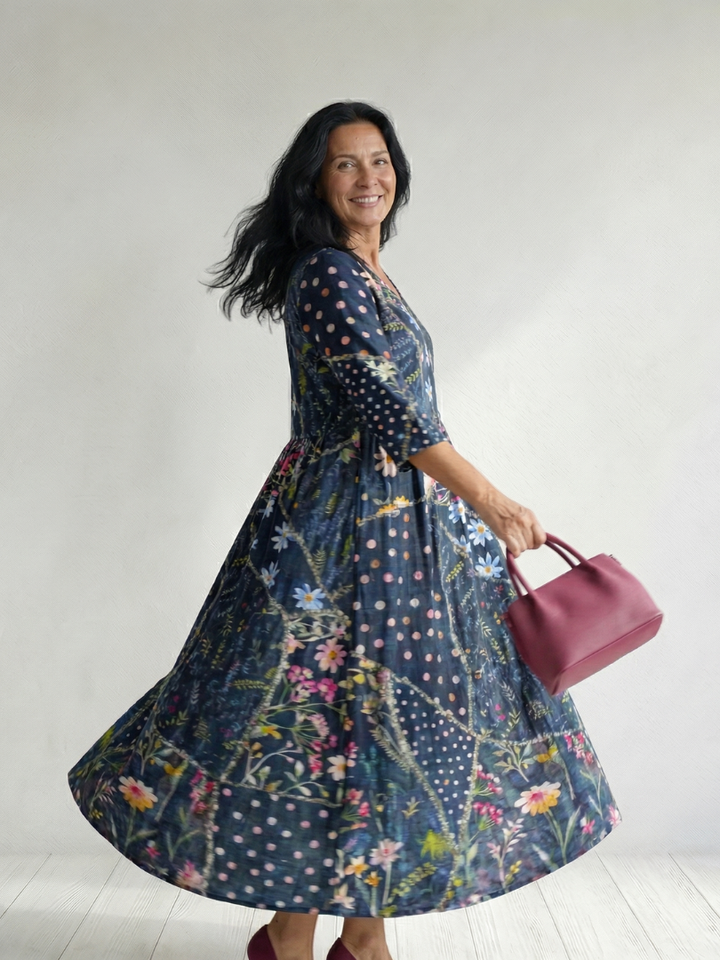 Zane | Robe Midi Fleurie Facile à Rassembler