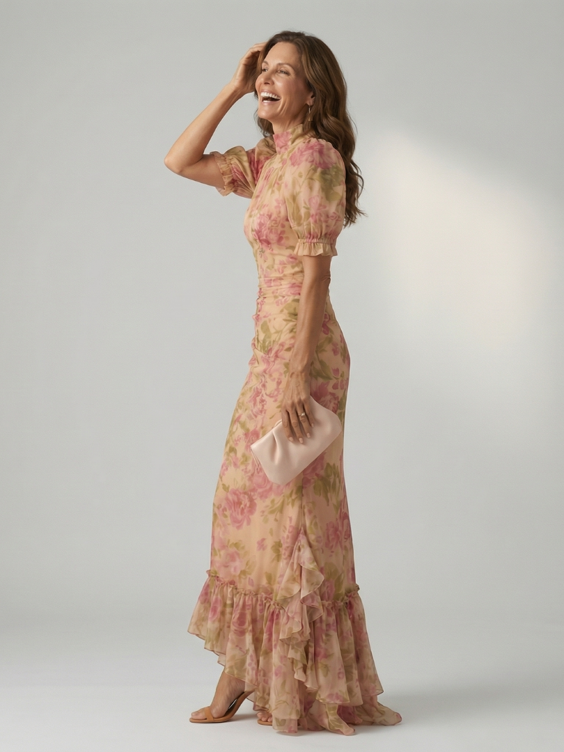 Vianne | Robe Maxi à Col Montant Doux