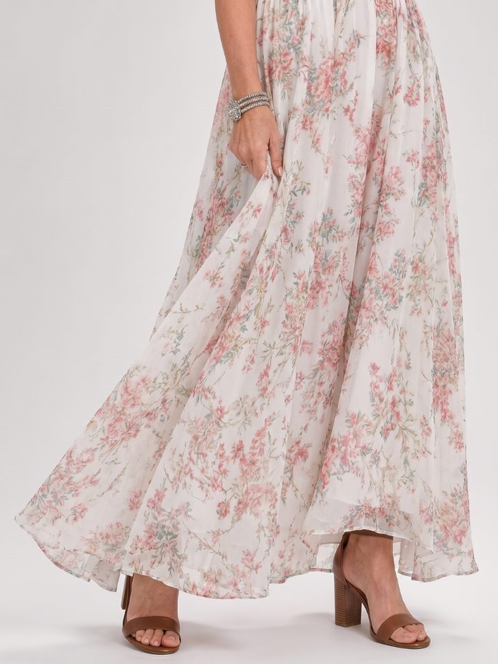 Guinevere | Robe Midi à Imprimé Floral et Jupe Flottante