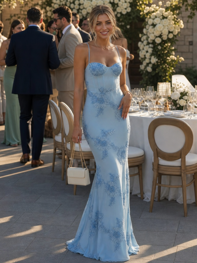 Danica | Robe Maxi à Bretelles Spaghetti et Corset