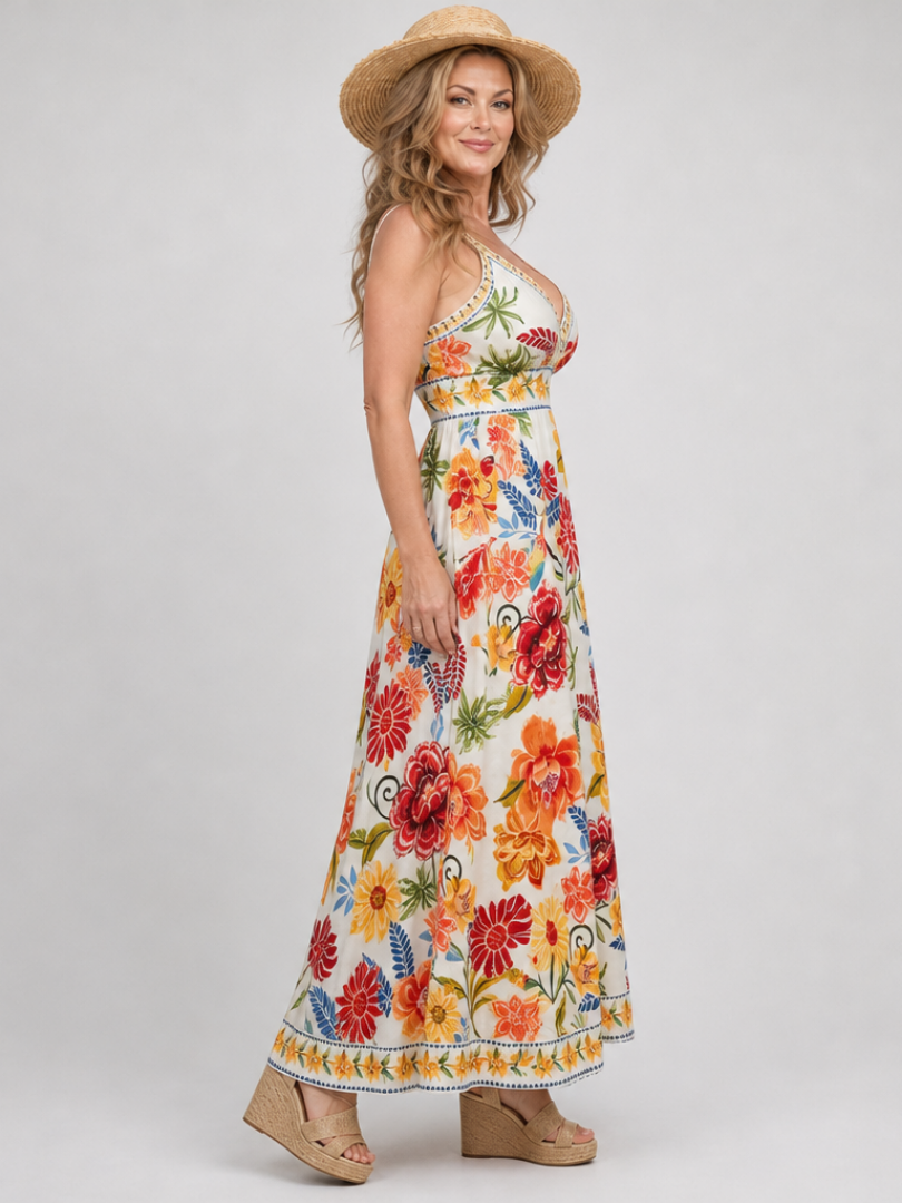 Maribelle | Robe Midi Sans Manches à Taille Empire