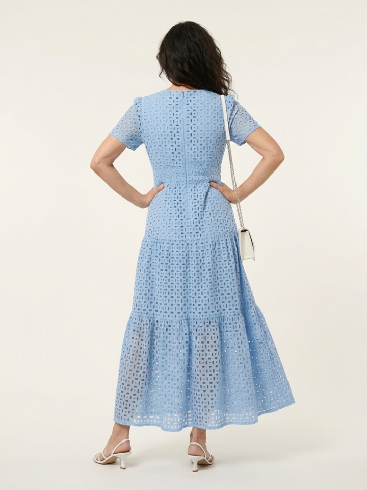 Brielle | Robe midi à manches courtes en V
