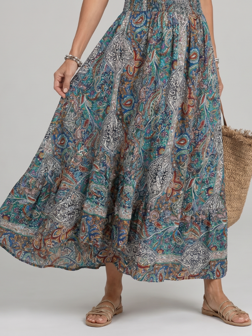 Marisela | Robe Midi Sans Manches à Imprimé Paisley