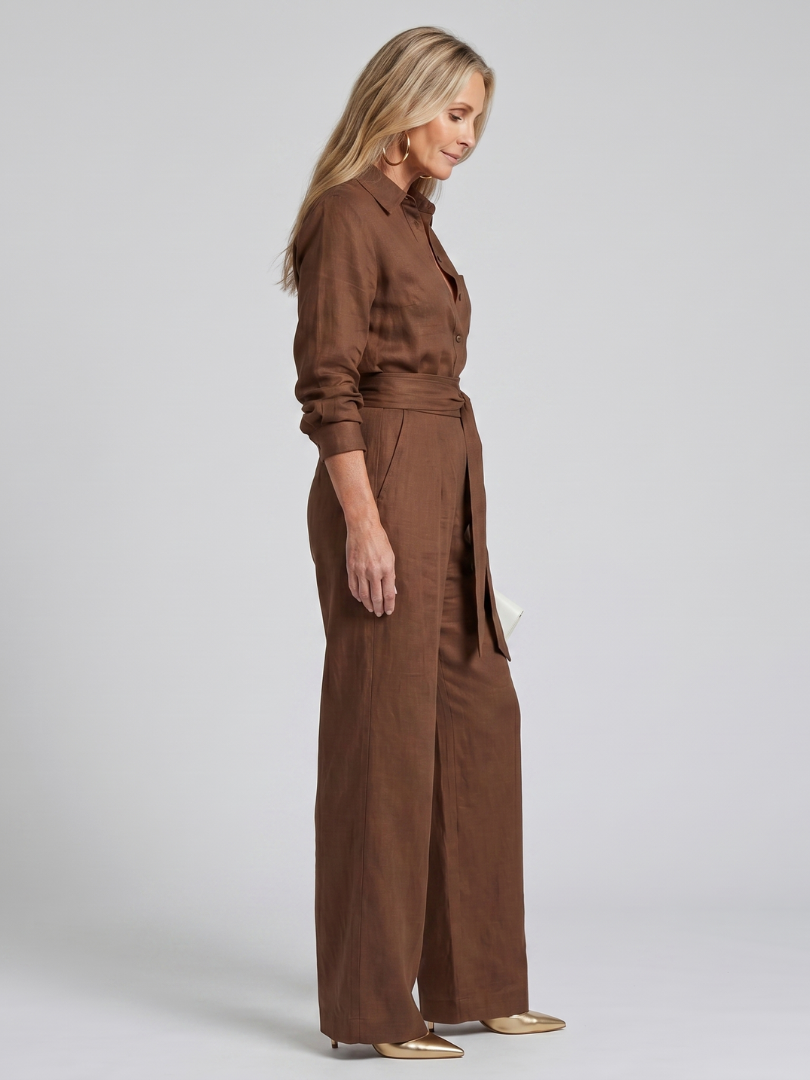 Jovie | Combinaison à manches longues avec boutons et jambes larges