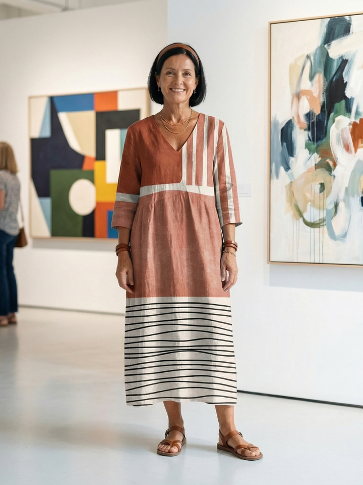 Remy | Robe Midi à Rayures Mélangées