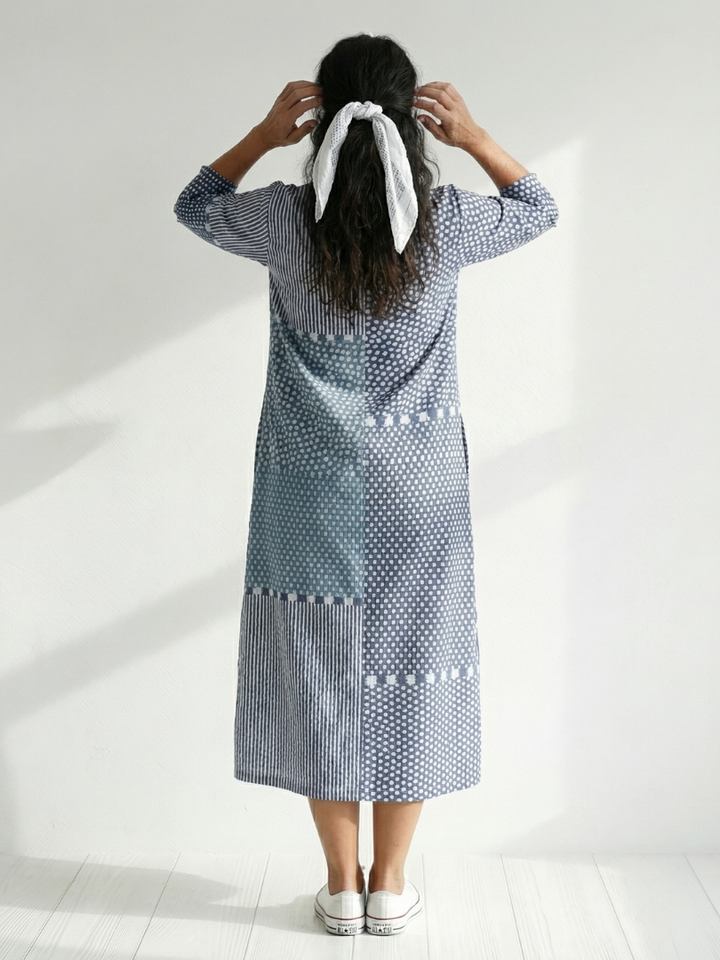 Nolan | Robe Midi Patchwork Ajustée