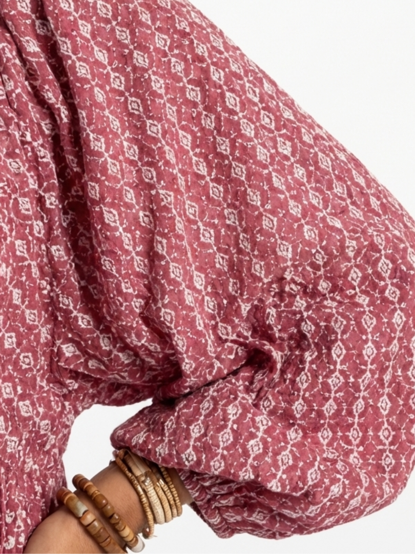 Arlette | Robe Midi à Imprimé Géométrique à Manches Longues