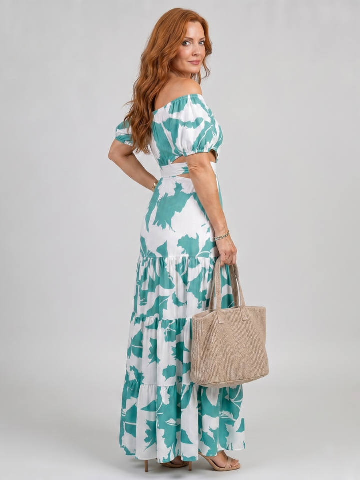 Orelina | Robe Maxi à Épaules Dénudées avec Découpe à la Taille