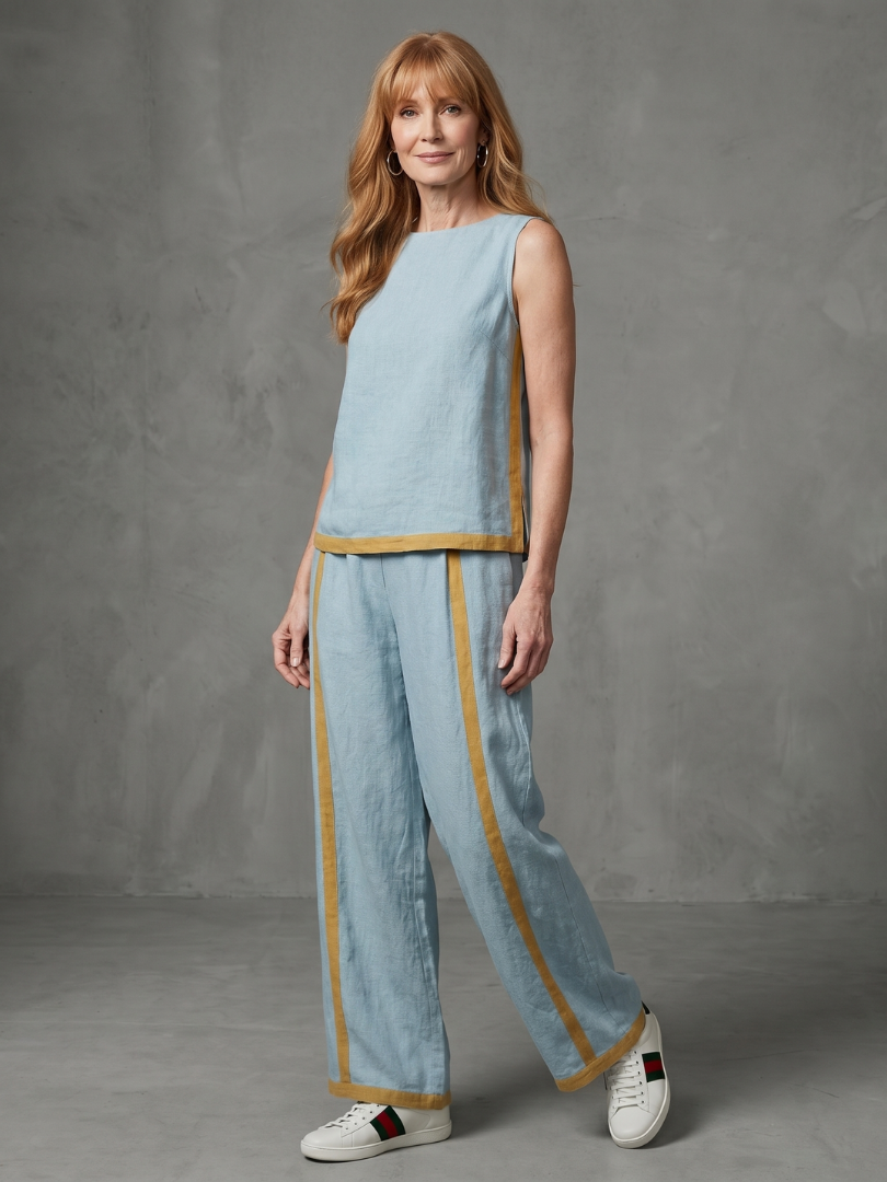 Inara | Ensemble Haut Sans Manches et Pantalons Large à Contraste
