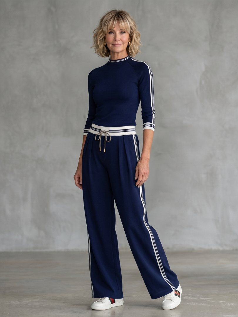 Eirlys | Ensemble haut à manches longues ajusté et pantalon large