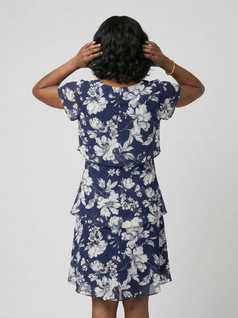 Thea | Robe Florale Subtile Longueur Genou