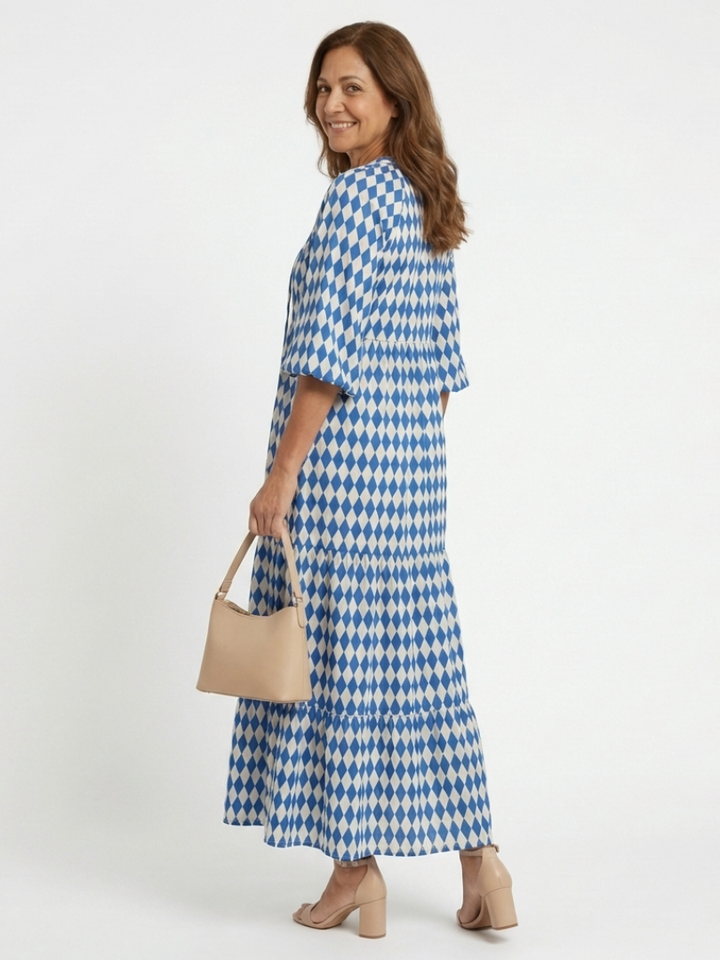 Elodie | Robe Midi à Imprimé Diamant