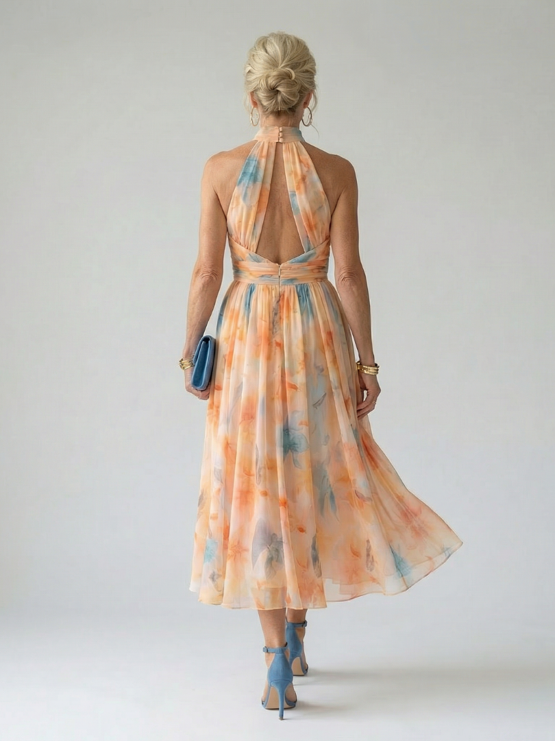 Elin | Robe Midi à Encolure Halter Douce